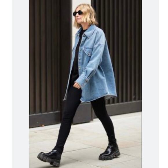 Vintage Classic Oversized Boho Chic Denim Button Down Jean Shirt XL - Picture 13 of 16